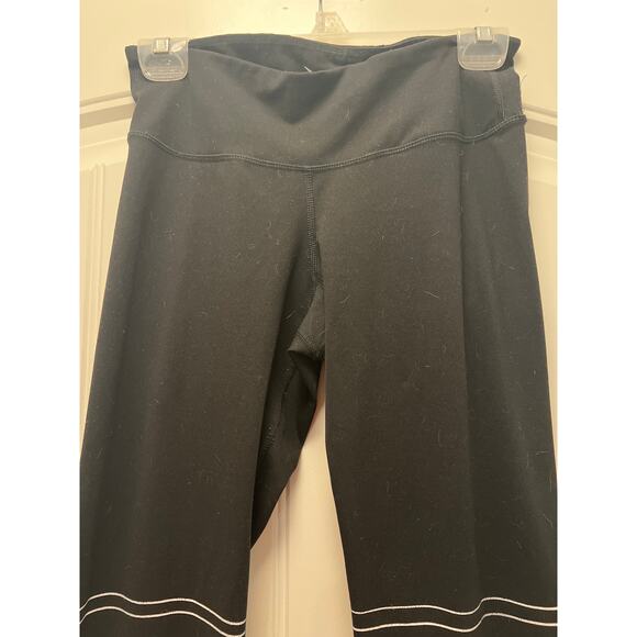 Old Navy Active Women Go Dry PowerSoft Fitted Striped Bottom Leggings SZ M Black - Picture 3 of 6